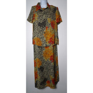 Vintage 90s Virgo Maxi Dress Sz 10 & Overshirt Matching Boho Floral Multicolor
